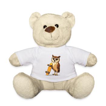Eule mit Skateboard Illustration - Teddy - Weiß - Vorne