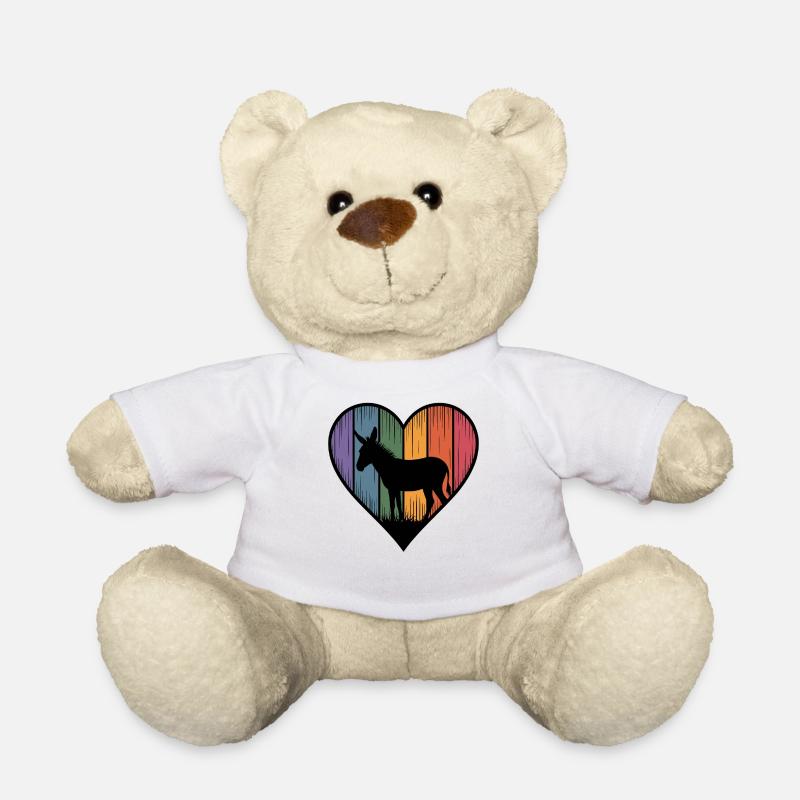 Buntes Esel Herz - Teddy - Weiß