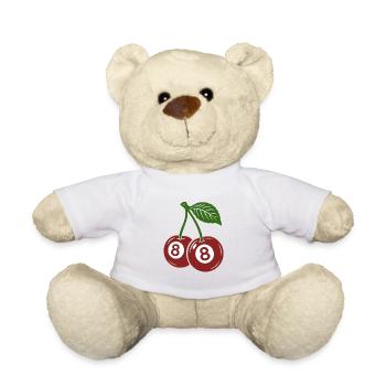 Eight Ball, Kirschen, Billard Spieler Geschenk - Teddy - Weiß - Vorne