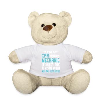 Funny Car Mechanic Talks to Himself Expert Humor - Teddy Bear - white - Front