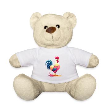 Colorful rooster with artistic flair - Teddy Bear - white - Front