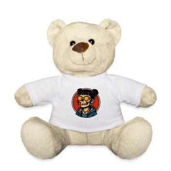 Tête de mort Dame dans le style de la rue look squelette - Nounours - blanc - Devant