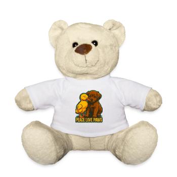 Peace Love Paws Animal Friendship Design - Teddy Bear - white - Front