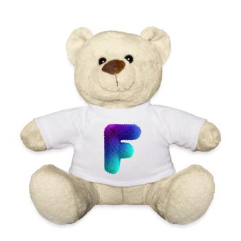 Lettre F aspect fourrure avec dégradé de couleurs - Nounours - blanc - Devant