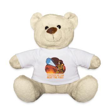 Feuerwehrheld mit Wasserschlauch - Teddy - Weiß - Vorne