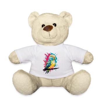 Bunter Papagei mit Farbspritzern - Teddy - Weiß - Vorne