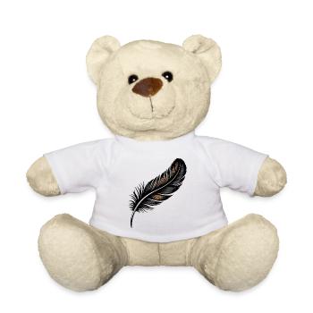 Elegantes Federdesign in Schwarz und Gold - Teddy - Weiß - Vorne