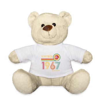 Vintage 1970s Sunburst Retro Design - Teddy Bear - white - Front