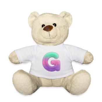 Letter G in pop art gradient - Teddy Bear - white - Front