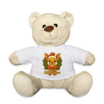 Festlicher Chihuahua-Weihnachtsgruß - Teddy - Weiß - Vorne