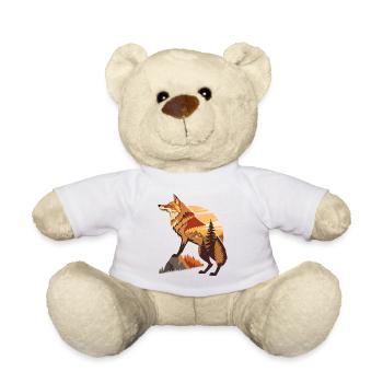 Wald Landschaft mit Fuchs Natur Fuchs Tiere  - Teddy - Weiß - Vorne