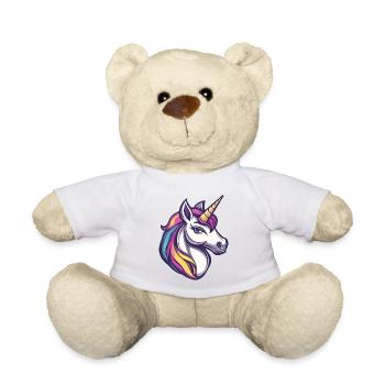 Illustration de tête de licorne colorée - Nounours - blanc - Devant