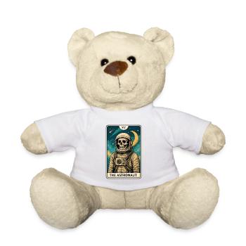 Astronaut mit Totenkopf und Sternenhimmel - Teddy - Weiß - Vorne