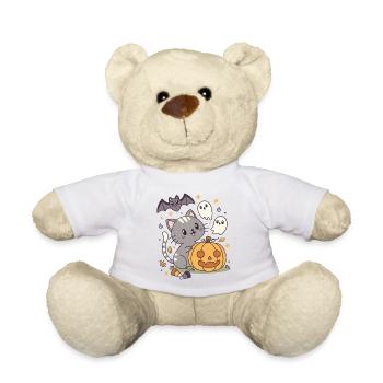 Halloween Kawaii Design Cat Pumpkin Ghosts - Teddy Bear - white - Front