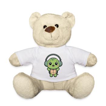 Tortue mignonne avec des écouteurs - Nounours - blanc - Devant
