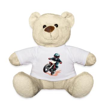 Dynamic motorcyclist in action style - Teddy Bear - white - Front