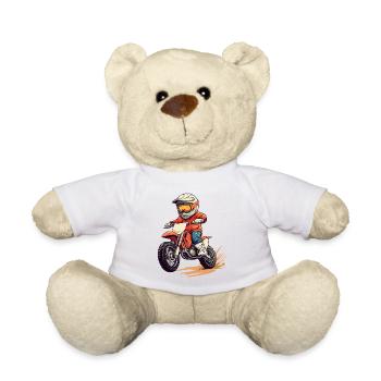 Motorrad fahrendes Kind mit Helm - Teddy - Weiß - Vorne
