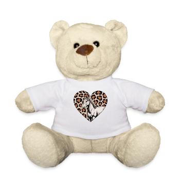 Leopard Herz mit Pferd - Teddy - Weiß - Vorne