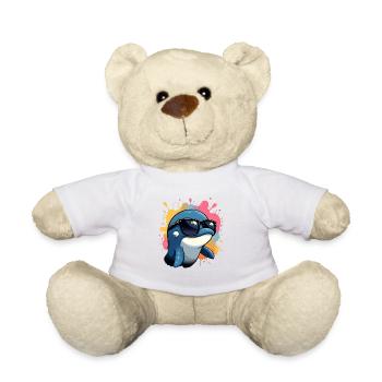Cool dolphin with sunglasses - Teddy Bear - white - Front