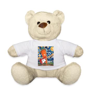 Carrot in the sea of stars with guitar - Teddy Bear - white - Front