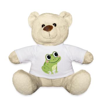 Pastel Cute Green Frog - Teddy Bear - white - Front