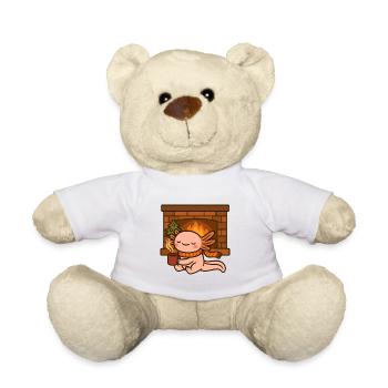 Axolotl Christmas cozy by the fireplace - Teddy Bear - white - Front