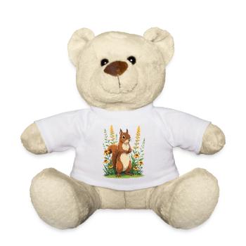 Charmant écureuil avec couronne de fleurs - Nounours - blanc - Devant