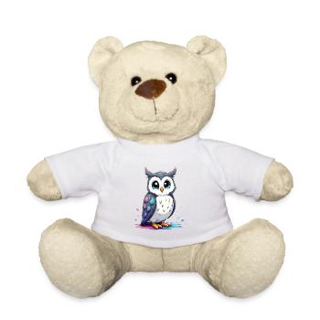 Cute Manga Owl Art for Kids - Teddy Bear - white - Front