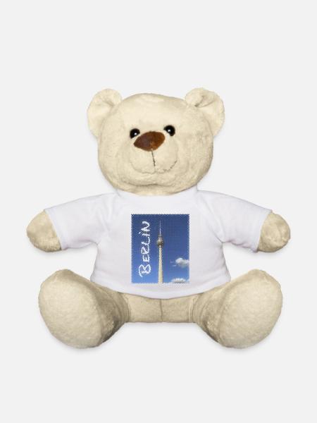 Berlin TV Tower Neon Design - Teddy Bear - white