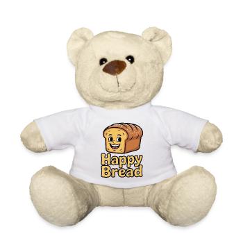 Skurriles, glückliches Brot-Cartoon-Design - Teddy - Weiß - Vorne