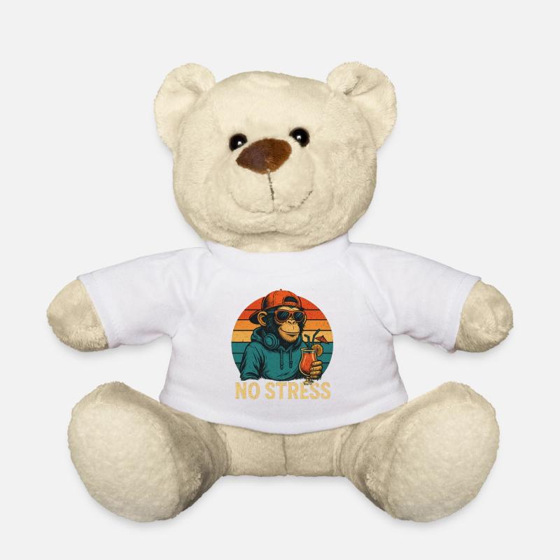 No Stress - Monkey - Teddy Bear - white