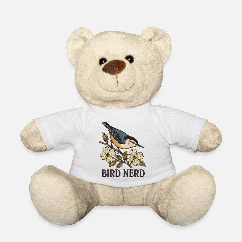 Eleganter blau-schwarzer Singvogel Vogel Nerd - Teddy - Weiß