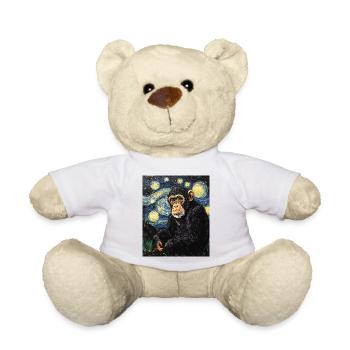 Affe Schimpanse Van Gogh Style Starry  - Teddy - Weiß - Vorne