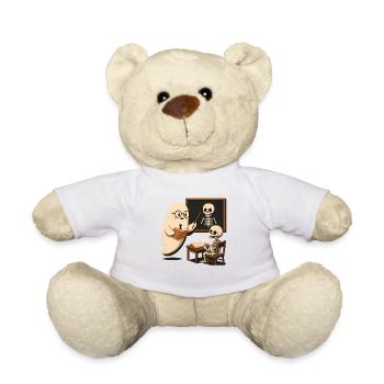 Humorous Skeleton Teacher Illustration - Teddy Bear - white - Front