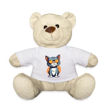 Lässige Katzenillustration mit Sonnenbrille - Teddy - Weiß - Vorne