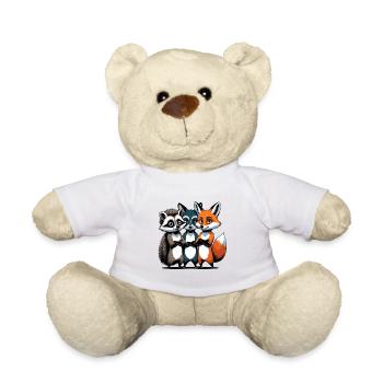 Süße Waldtier-Charaktere auf Stoff - Teddy - Weiß - Vorne