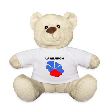 La Réunion Karte und Flagge - Geschenk - Teddy - Weiß - Vorne