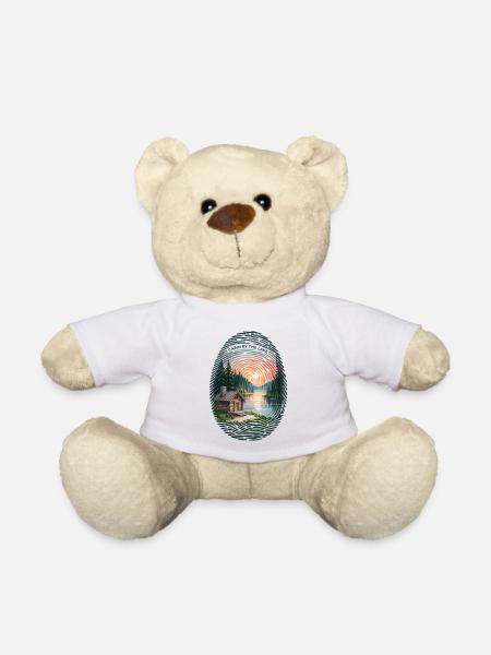 Outdoor Camping T-Shirt Seehütte Natur Motiv - Teddy - Weiß