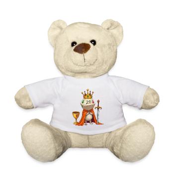 D20 King with Crown & Treasure – Fantasy Dice - Teddy Bear - white - Front