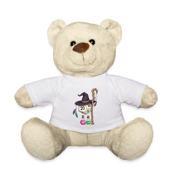 W20 mit Magierhut & Zauberstab – Fantasy Dice - Teddy - Weiß - Vorne