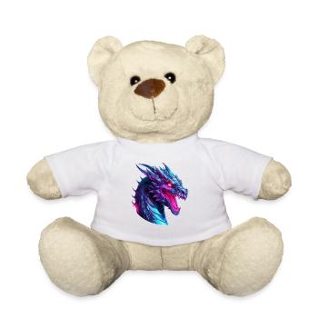 Neon Dragon Head Artwork - Teddy Bear - white - Front