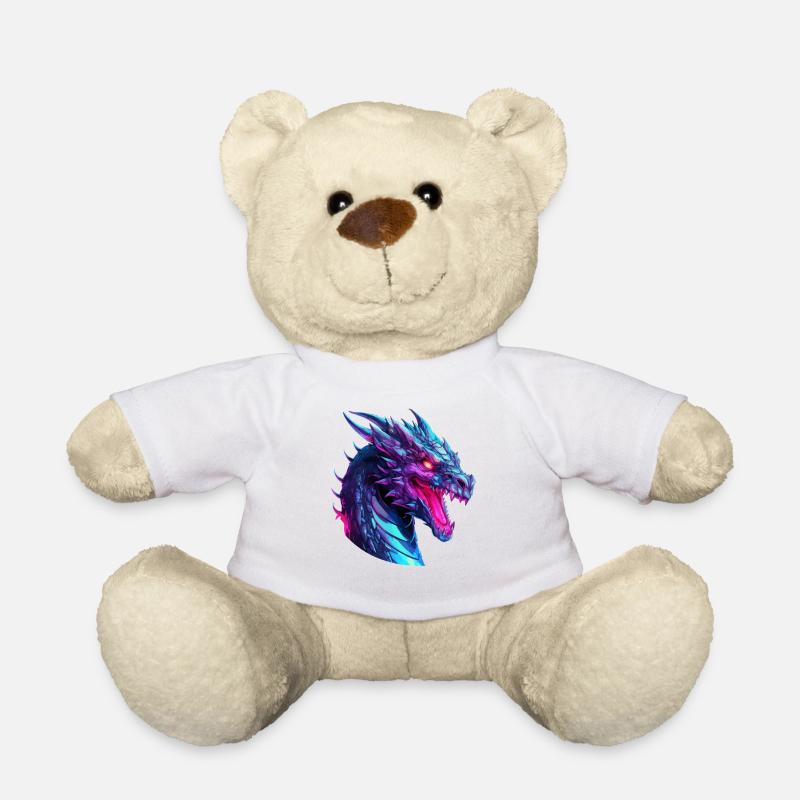 Neon Drachenkopf Kunstwerk - Teddy - Weiß