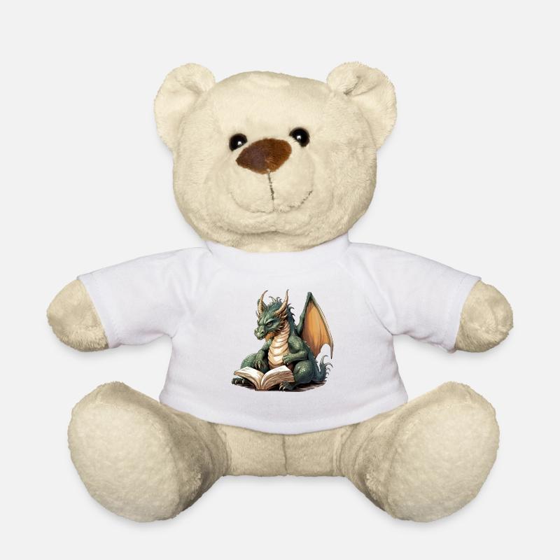 Fantastischer Buchdrache mit Flügeln - Teddy - Weiß