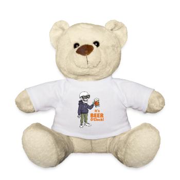 Skelett mit Bier und Sonnenbrille - Teddy - Weiß - Vorne