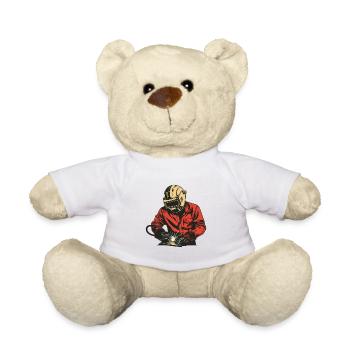 Soudeur en combinaison rouge avec casque - Nounours - blanc - Devant