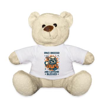Space Obsessed And Caffeine Funny - Teddy Bear - white - Front