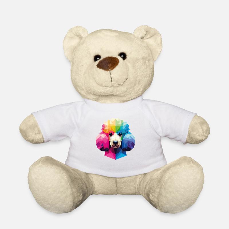 Bunter geometrischer Pudel im polygonalen Stil - Teddy - Weiß