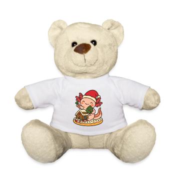 Christmas Axolotl – Cute XMAS Design - Teddy Bear - white - Front