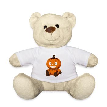 Cuddly pumpkin plush with a laughing face - Teddy Bear - white - Front