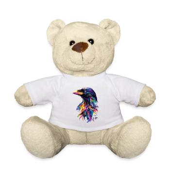 Raven, Crow, Bird, Raven Crow, Jackdaw, Black Raven - Teddy Bear - white - Front